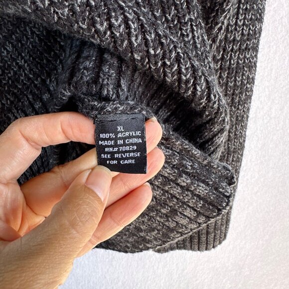 Carbon Sweater Mens Size XL Gray Heathered High Neck Casual Lagenlook Office - Picture 9 of 13